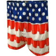 Show your patriotic side! These boxer shorts for men feature ping pong balls and red cups creating an American Flag pattern. You'll be the life of the party in these undies. 100% cotton knit with an open fly and covered elastic waist. Size: S.  Gender: male.  Age Group: adult. Ping Pong Balls, Flag Pattern, Red Cups, Life Of The Party, Mens Boxers, Shorts For Men, Beer Pong, Boxer Shorts, Ping Pong