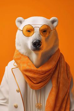 A stylish digital print of a polar bear in sunglasses and a scarf, depicted in a vintage poster style. This contemporary artwork combines the majestic presence of the polar bear with fashionable accessories, creating a unique and charming addition to any modern decor. Modern Vintage Art, Trendy Scarf, Vintage Style Poster, Hipster Animals, Animal Dress Up, Trendy Scarves, Animal Art Print, Chic Sunglasses, Power Animal