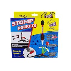 a package of stomp rockets for kids with instructions on how to use the wand