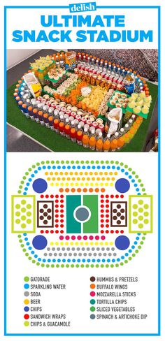 the ultimate football stadium is made out of cupcakes and soda cans, with instructions for