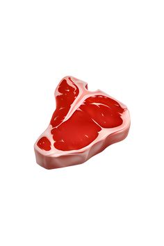 a piece of raw meat on a white background with clippings to the side