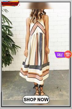 Casual Crew Neck Sleeveless Striped Summer Dress P94609 Mode Boho, Bohol, 50 Style, Beauty Dress, Striped Maxi Dresses, Maxi Skirts, Vestido Casual, Komplette Outfits, Hippie Chic