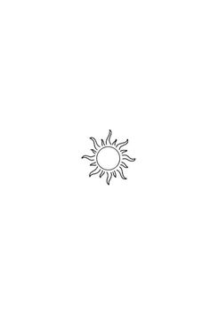 a black and white drawing of a sun on a white background, with the outline of an object in the center