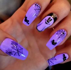 Disney Halloween Nails, Coral Nails With Design, Halloween Nail Art Easy, Acrylic Nail Designs Coffin, Disney Nail