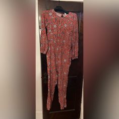 Not New But Never Worn And Tags Still Attached Rich Floral/Paisley Pattern On Soft Rayon Jumpsuit In Dark Blush Pockets! Elasticized Wrist And Ankle Cuffs Keyhole Front Faux Wrap And Keyhole Back In Medium Tall - Pit To Pit 20”/ Inseam 28” Casual Fitted Floral Print Sleepwear, Fitted Floral Print Casual Sleepwear, Casual Long Sleeve Jumpsuits And Rompers For Pajama Party, Fitted Casual Jumpsuits And Rompers For Pajama Party, Casual Long Sleeve Jumpsuits For Pajama Party, Casual Jumpsuits And Rompers For Pajama Party, Fitted Jumpsuits And Rompers For Pajama Party, Casual Spring Jumpsuits And Rompers With Paisley Print, Casual Paisley Print Jumpsuits And Rompers For Spring