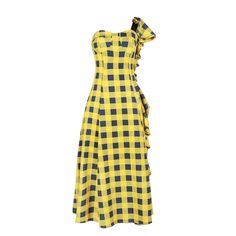 Material: COTTON Material: Polyester Decoration: None Waistline: Natural Silhouette: Asymmetrical Sleeve Length(cm): Sleeveless Pattern Type: Plaid Sleeve Style: One-Shoulder Season: Summer Style: Casual Neckline: Strapless Dresses Length: Mid-Calf Summer One Shoulder Midi Dress With Ruffles, Fitted Sleeveless One-shoulder Summer Dress, Chic Yellow Sleeveless One-shoulder Dress, Fitted One-shoulder Sleeveless Summer Dress, Fitted Sleeveless One Shoulder Dress For Day Out, Chic Yellow One-shoulder Summer Dress, Summer Sleeveless One-shoulder Dress For Brunch, Summer Sleeveless One Shoulder Dress For Brunch, Sleeveless Midi Dress With Ruffles For Picnic