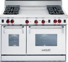 an oven with two burners and one door on the front, is shown in white