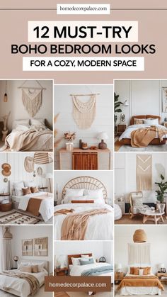 the cover of 12 must try boho bedroom looks for cozy modern space, including bedding