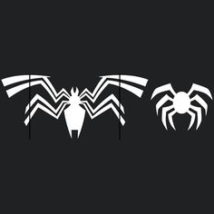 three black and white spider logos