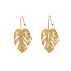 Gold Leaf-shaped Single Earring, Gold Single Leaf-shaped Earring, Yellow Gold Leaf-shaped Earrings For Pierced Ears, Yellow Gold Leaf Earrings, Yellow Gold Leaf-shaped Brass Earrings, Gold Leaf-shaped Nickel-free Earrings, Gold Leaf-shaped Pierced Earrings, Victoria Emerson, Droplet Earrings