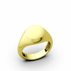 a yellow gold signet ring on a white background with clippings to the side