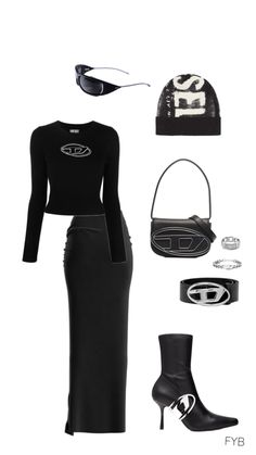 Diesel Outfit, Outfit Inspired, Black Outfit, Black