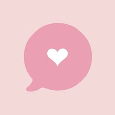 a pink speech bubble with a white heart in the center on a light pink background