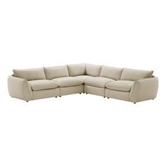 Designed to maximize comfort and seating without sacrificing style, the Tony Upholstered Sectional will instantly become your favorite seat in the house. Flared arms, cord detailing, and inviting cushioning are evidence of the artful craftsmanship and eye-catching detail this sofa brings to your space. Whether it's a movie or game night, casual conversation, or simply relaxing, this versatile sofa easily accommodates five people. The removable cushions feature a tightly filled blend of high-dens Ivory Sectional, Upholstered Sectional, Kiln Dried Wood, Living Room Sectional, Modular Sectional, Transitional Style, Mortise And Tenon, Game Night, All Modern