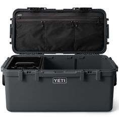 the yeti case is open and has two separate compartments