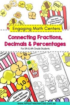 an engaging math center with popcorns and movie tickets