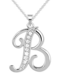 Macy's Silver Necklace With Diamond Accents, Macy's Silver Necklaces With Diamond Accents, Macy's Sterling Silver Necklaces, Big Diamond Engagement Rings, B Initial, Big Diamond, Letter W, Initial Pendant Necklace, Initial Pendant