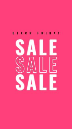 black friday sale poster with white text on a pink background