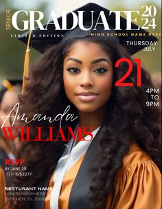 the cover of graduate magazine, featuring an image of a woman in her graduation cap and gown