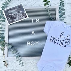 it's a boy bodysuit and photo frame