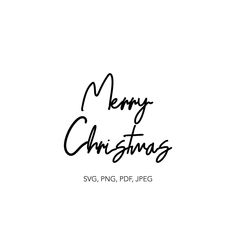 merry christmas svg font and handwritten script on white paper with black ink in the middle