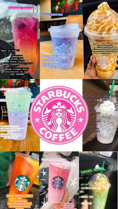 starbucks drinks with different flavors and colors