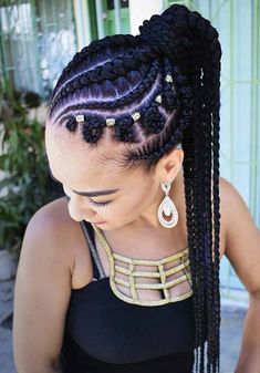 Braiding Cornrows, High Ponytail Braid, Braids Updo, African Hair Braiding Styles, Braided Cornrow Hairstyles, Braided Ponytail Hairstyles, Fulani Braids, Beautiful Braids, Girls Hairstyles Braids