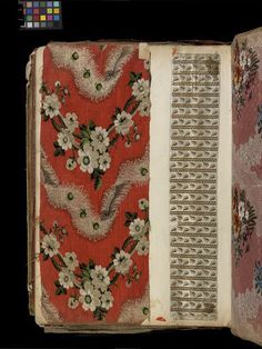 an old book with floral designs on it