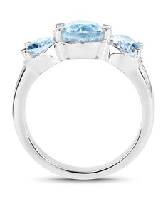 4.40ctw Natural Sky Blue Topaz Rhodium Plated 925 Sterling Silver Classic Three-Stone Ring View 2 Ring 3 Stone, Sky Blue Topaz Ring, December Birthstone Ring, Blue Topaz Jewelry, Blue Topaz Bracelet, Blue Topaz Pendant, 3 Stone Rings, Topaz Jewelry, Aquamarine Jewelry