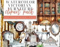 the watercolor victorian furniture clipart pack