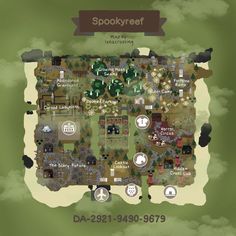 a map of the spookyreef area with trees, bushes and other things