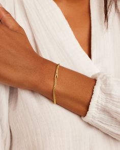 This classic plated gold initial bracelet features a personal initial design. This initial bracelet is perfect for stacking with other gold bracelets, and its lightweight construction makes it comfortable to wear. Wilder Alphabet Bracelet in 18k Gold/S, Women's by gorjana Initial Bracelet Gold, Gold Heart Bracelet, Jewelry Gift Guide, Statement Rings Diamond, Gold N, Gold G, Pearl Gifts, Orange Agate, Gems Bracelet