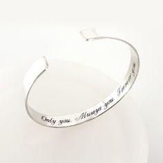 Personalized Secret Message Bracelet, hidden Engraved Sterling Silver Bracelet, Graduation gift, Date Cuff Bracelet, Gift for Her or Him, Birthday Gift This bracelet handcrafted of Sterling Silver 925. Gorgeous, personalized silver bracelet with a custom engraving. Choose this and other awesome personalized gifts at my shop! Size is adjustable: You can bend the cuff a little to open and close it on your wrist and it will stay in the shape you need. This is one of the bracelets personalized to be Personalised Cuff Bracelet, Luxury Engraved Cuff Bracelet As Gift, Luxury Engraved Cuff Bracelet Gift, Silver Bracelets Engraved, Luxury Blue Engraved Bracelet, Luxury Engraved Sentimental Bracelets, Luxury Engraved Cuff Bracelet For Wedding, Luxury Personalized Silver Bracelets, Affordable Engraved Adjustable Cuff Bracelet