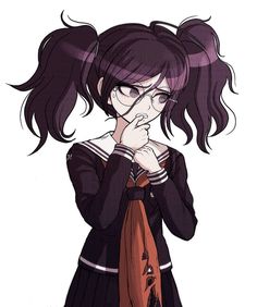 toko with twintails!!!! it doesnt even look like dr but idc bc she cute - - - - - - - - - - - - - - -  #danganronpa #danganronpaedit… Danganronpa Redesign, Danganronpa Halloween, Danganronpa Stickers, Danganronpa Sprites, Au Ideas, Danganronpa Memes