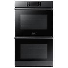 two black ovens side by side on a white background