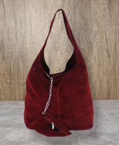 Real Suede Leather Tote bag Slouch Bag Hobo Handbag Suede Leather shoulder bag Open top with magdot closure  Additional zipped purse with chain  Silver tone metal hardware  Soft Real Suede  Handle drop: 38cm  Dimensions: H60cm x W37cm x D16c Bright Bag, Slouch Bag, Burgundy Bag, Slouchy Bag, Slouch Bags, Suede Handbags, Hippie Bags, Hobo Handbag, Hobo Handbags