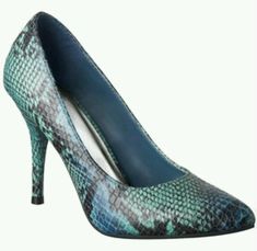 Women. Features: Tagless Footbed, Cushioned Insole. Upper Material: Faux Leather. Outsole Material: Thermoplastic Rubber. New without tag, no box. Over stock, name brand is crossed out. Snake print teal, approximately 4 inches. Regular fit. Pointy Heels, Snake Skin Print, Friends Wedding, Stuff And Thangs, Shoes Pumps, High Heel Pumps, Heel Shoes, Womens High Heels, High Heel Sandals