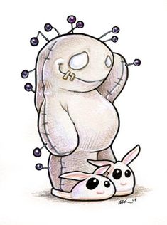 an image of a cartoon character with two rabbits