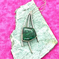 This Is A Very Old Piece Stamped 800 Meaning 800 Parts Silver Out Of 1000. The Pendant Is A Brooch With A Small Loop That A 20” Box Chain Was Strung Thru. It Weighs 26.4 Grams. The Pendant Measures 60.17mm X 33.14mm. Cat. 2550 Modernist Pendant Jewelry For Formal Occasions, Modernist Formal Pendant Jewelry, Modernist Pendant For Formal Occasions, Modernist Green Jewelry For Gifts, Silver Pendant Necklace, Box Chain, Vintage Silver, Womens Jewelry Necklace, Silver Pendant