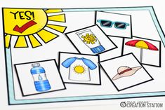 the sun and other things are shown in this printable card game for kids to play with