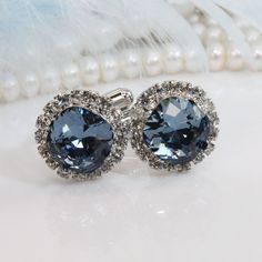 Navy Blue Crystal Cufflinks, Groom Cuff Links, Groomsmen Bestman Gift Idea, Father Of The Bride, wedding Jewelry, Denim Blue, Silver, SA7 10mm genuine premium crystal cushion cut crystal with clear little halo stones!  A full matching set of Ring, earrings and necklace is available! Cufflinks for woman, formal wear, office, Groom, best man and father of the Bride perfect gift Navyl Blue jewelry! Great wedding jewelery! Just add the sparkle! A great Valentine's or a birthday gift for him and for Luxury Blue Cufflinks For Formal Occasions, Blue Cufflinks, Bestman Gift, Father Of The Bride Wedding, Bride Wedding Jewelry, Wedding Jewelery, Groom Groomsmen, Navy Blue Wedding, Rainbow Necklace