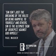 a man in a suit and tie with a quote from paul washer