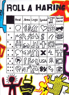 a poster that has been drawn on the side of a wall with words and symbols