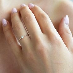 Promise Ring Simple, Simple Promise Ring, Promise Rings Simple, White Stone Ring, Silver Promise Rings, Simple Rings, Promise Ring For Her, Solitaire Rings, Tiny Rings