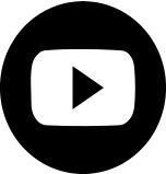 a black and white circle with a play button