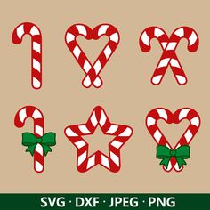 christmas candy canes and stars svg dxf file