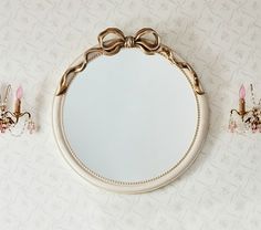 LoveShackFancy Bow Round Mirror (32") | Pottery Barn Kids Loveshackfancy Bow, Bow Mirror, Mirror Pottery Barn, Mirror Pottery, Fancy Bows, Nursery Artwork, Toddler Girl Room, Antique Frames, Big Girl Rooms