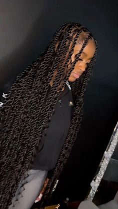 Braids Hairstyles For Light Skins, Senegalese Twist Goddess Braids, Large Twist Hairstyles, Large Boho Passion Twists, Cute Hairstyles For Black Women Braids, Medium Size Passion Twists, Bohemian Passion Twist With Color, Black People Hairstyles Braids