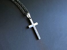 Personalized Cross Necklace - Custom Engraved Men's and Boys Cross Necklace Add a touch of elegance and sentimentality to your jewelry collection with our Personalized Cross Necklace. This beautifully crafted piece is perfect for men and boys, making it a versatile accessory for any occasion. Whether you're looking for a meaningful gift for a loved one or a special treat for yourself, this engraved cross necklace is sure to make a lasting impression. Key Features: Custom Engraving: Personalize t Spiritual Stainless Steel Necklaces For Father's Day, Spiritual Stainless Steel Necklace For Father's Day, Memorial Pendant Jewelry For Father's Day, Spiritual Engraved Necklace For Father's Day, Father's Day Engraved Pendant Jewelry, Engraved Cross Pendant Necklace For Father's Day, Engraved Jewelry For Father's Day Memorial, Memorial Engraved Cross Pendant Necklace, Engraved Crucifix Necklace As Gift