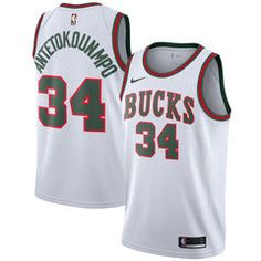 Men's Milwaukee Bucks Giannis Antetokounmpo Nike White Fashion Current Player Hardwood Classics Swingman Jersey Nike Nba Jerseys, Nba Outfit, Basketball Clothes, Nfl Outfits, Nike Jersey, Nba Store